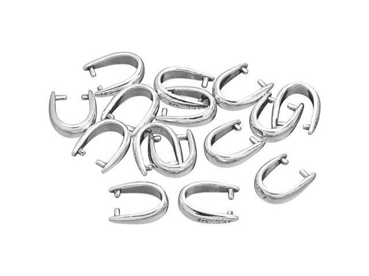 4, 20 or 50 Pieces: Silver Pinch Jewelry Pendant Bails