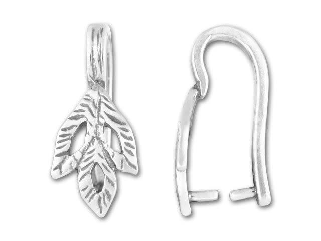 JBB Antique Sterling Silver Three Leaf Pinch Bail