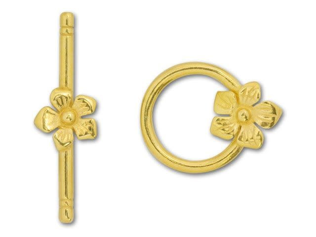 JBB Gold-Plated Pewter Flower Toggle Clasp