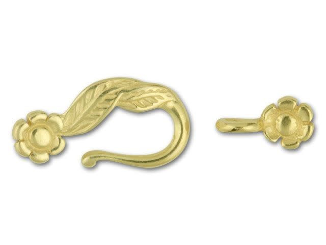 JBB Gold-Plated Pewter Leaf and Flower Hook and Eye Clasp