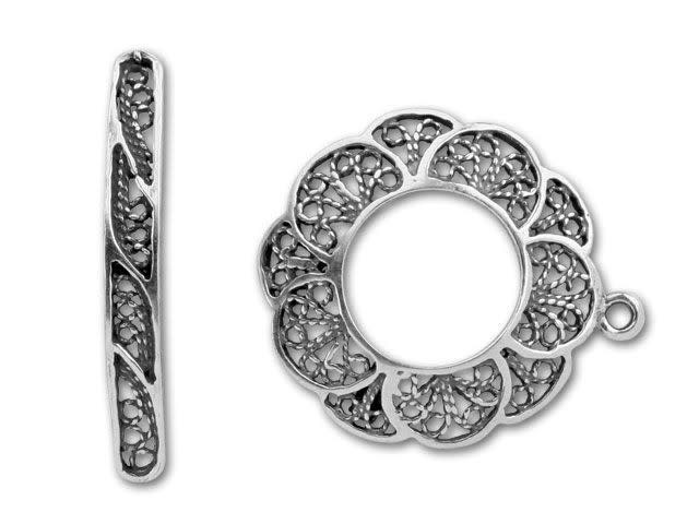 JBB Sterling Filigree Flower Toggle Clasp