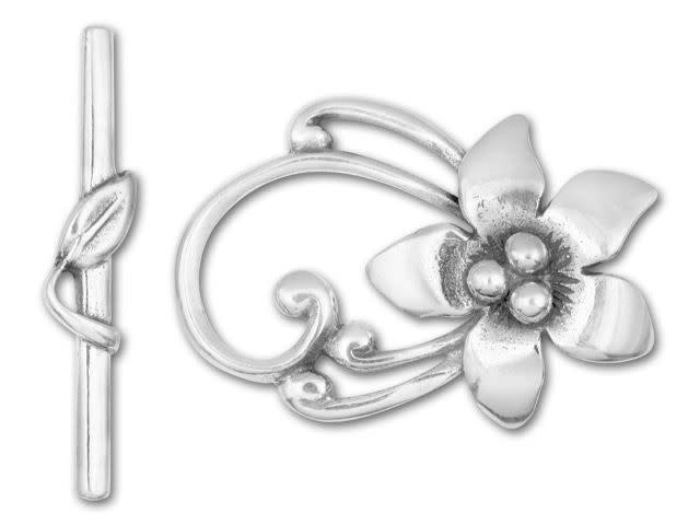 JBB Sterling Silver 30mm Ornate Flower Toggle Clasp