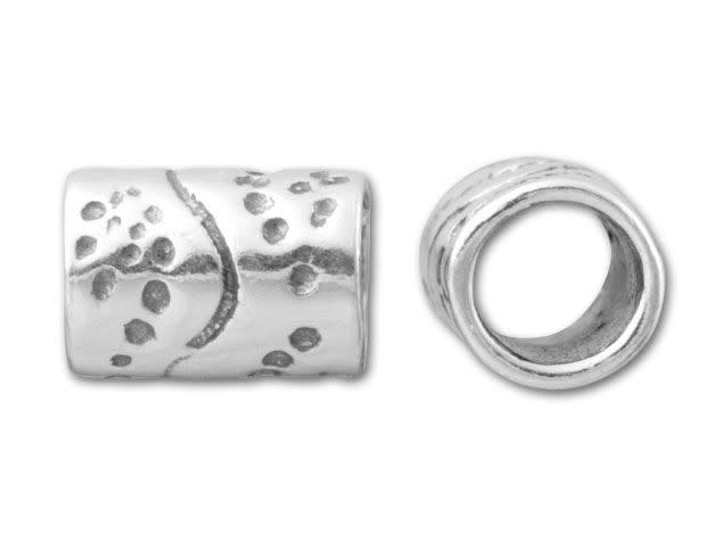 JBB Sterling Silver Recessed Lines and Dot Design Tube Bead