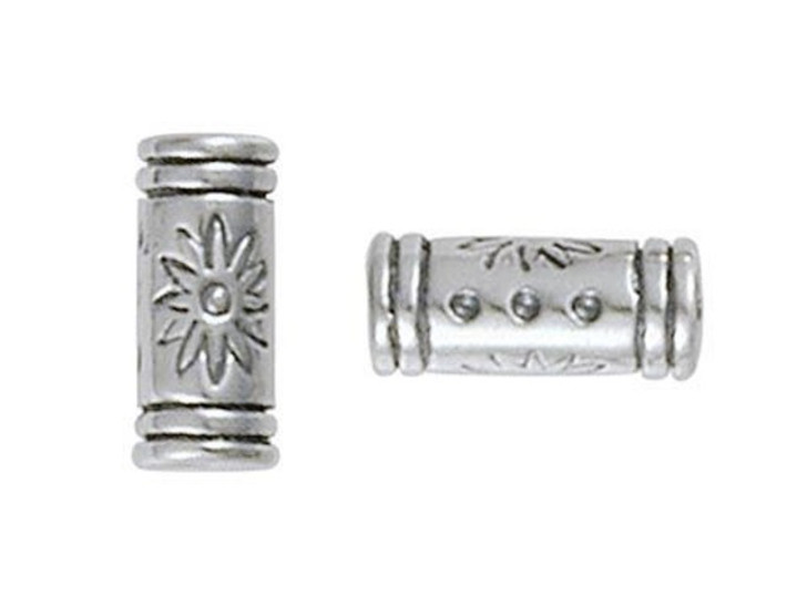 JBB Sterling Silver Tube Bead with Flower