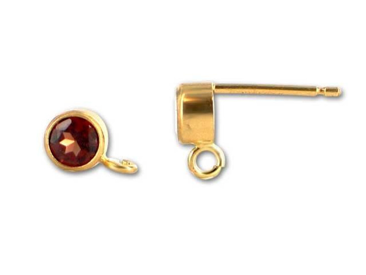 Gold-Filled 14K/20 4mm Round Garnet Earring Post (1 Pair)