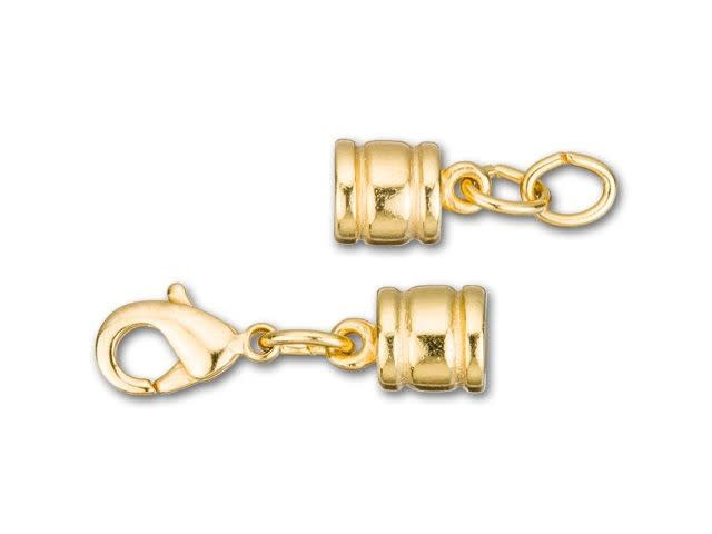 Leather Cord USA 4.4mm Gold-Plated Stainless Steel Ridged Glu-N-Go Lobster Clasp Set