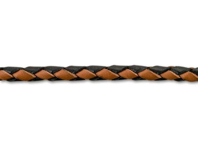 Leather Cord USA 4mm Brown Black Braided Bolo Leather - by the Foot