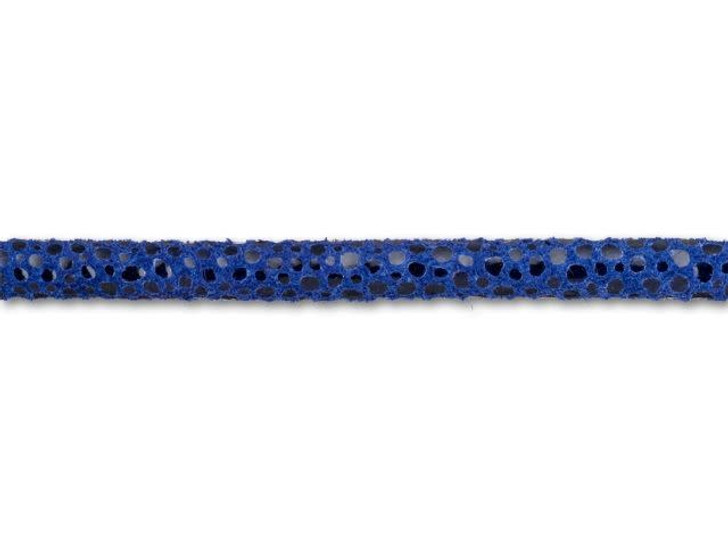 Leather Cord USA 5mm Royal Blue Pebble Printed Stitched Suede Round Leather Cord - by the Foot Leather Cord USA 5mm Royal Blue Pebble Printed Stitched Suede Round Leather Cord - by the Foot
