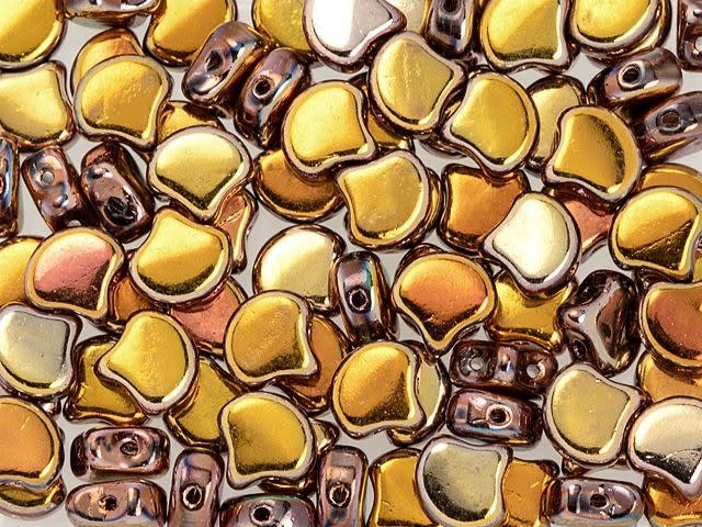 Matubo 2-Hole Double-Sided Apollo Gold Ginkgo Leaf Bead 2.5-Inch Tube