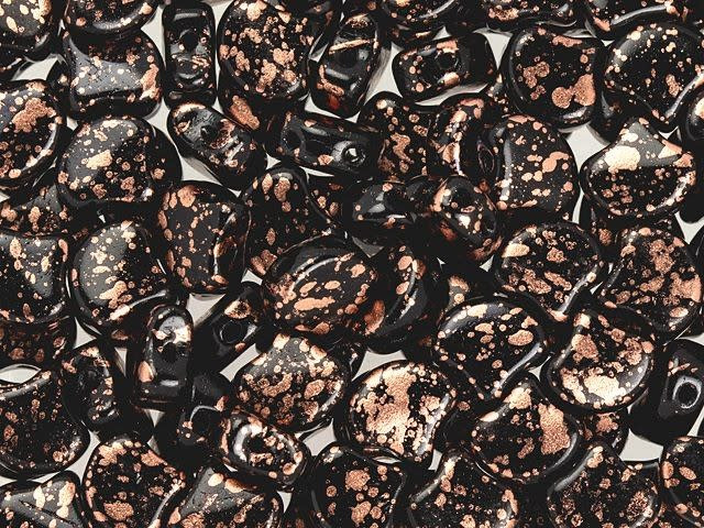 Matubo 2-Hole Jet Copper Splash Ginkgo Leaf Bead 2.5-Inch Tube