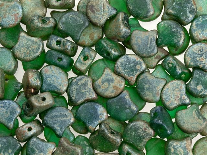 Matubo 2-Hole Matte Emerald Rembrandt Ginkgo Leaf Bead 2.5-Inch Tube
