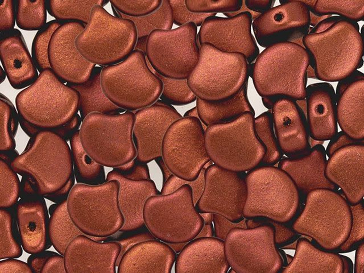 Matubo 2-Hole Matte Metallic Dark Copper Ginkgo Leaf Bead 2.5-Inch Tube
