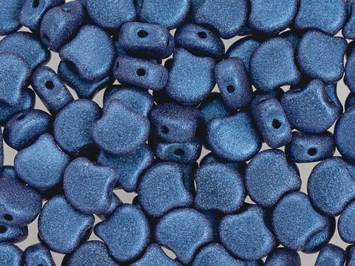 Matubo 2-Hole Metallic Suede Blue Ginkgo Lead Bead 2.5-Inch Tube