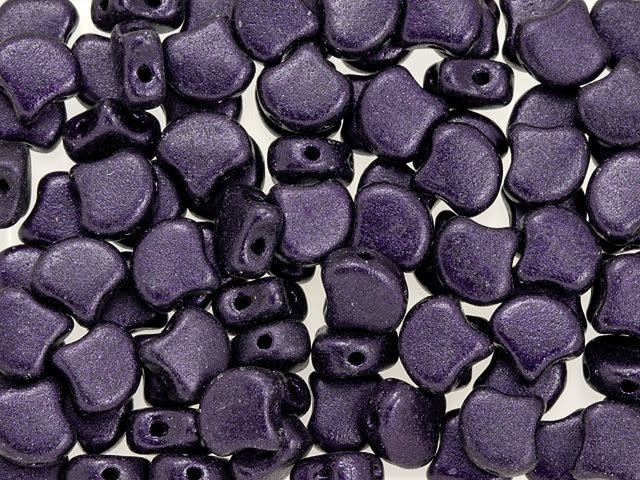 Matubo 2-Hole Metallic Suede Dark Purple Ginkgo Leaf Bead 2.5-Inch Tube
