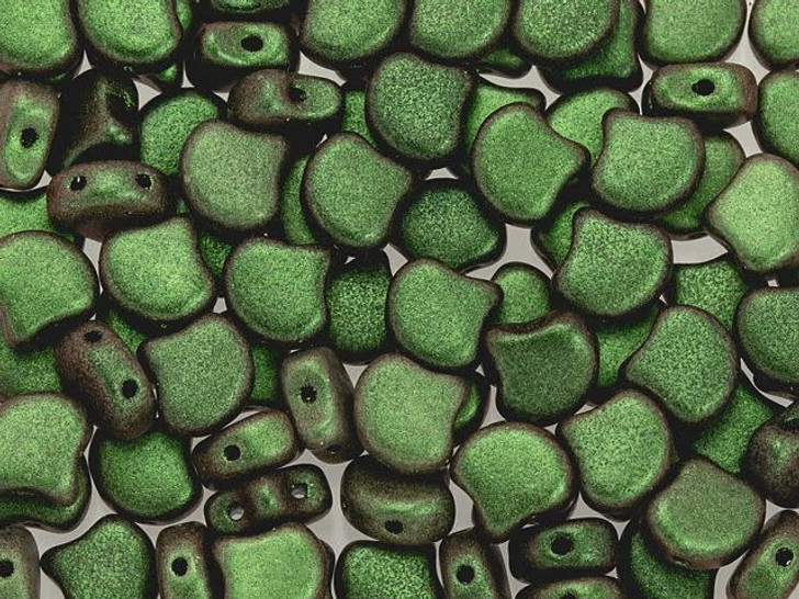 Matubo 2-Hole Polychrome Olive Mauve Ginkgo Leaf Bead 2.5-Inch Tube