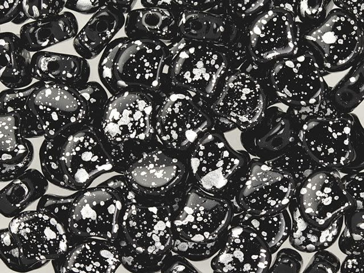 Matubo 2-Hole Silver Splash Jet Ginkgo Leaf Bead 2.5-Inch Tube