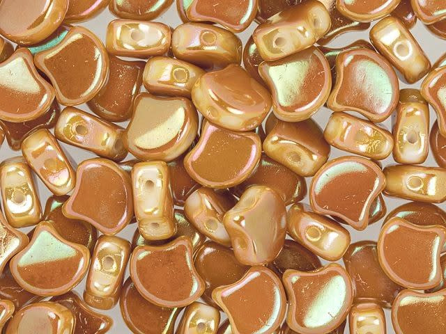 Matubo 2-Hole White Apricot Ginkgo Leaf Bead 2.5-Inch Tube