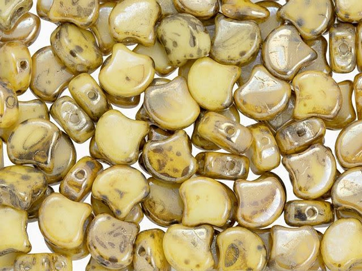 Matubo 2-Hole White Rembrandt Ginkgo Leaf Bead 2.5-Inch Tube