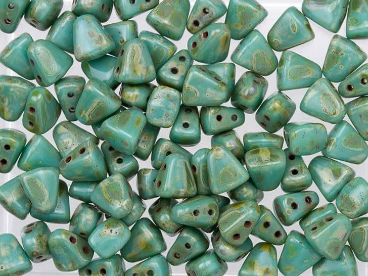 Matubo 6 x 5mm Opaque Turquoise Picasso NIB-BIT Bead 2.5-Inch Tube