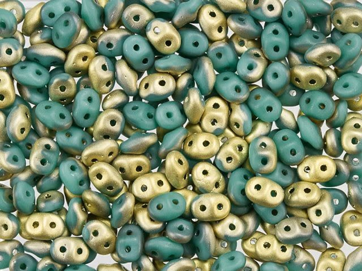 Matubo Fool's Gold SuperDuo 2 x 5mm Turquoise 2-Hole Seed Bead 2.5-Inch Tube