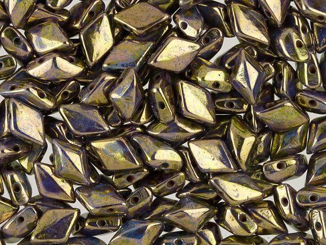 Matubo GemDuo 8 x 5mm Blue Turquoise Bronze Picasso Czech Glass 2-Hole Bead 2.5-Inch Tube