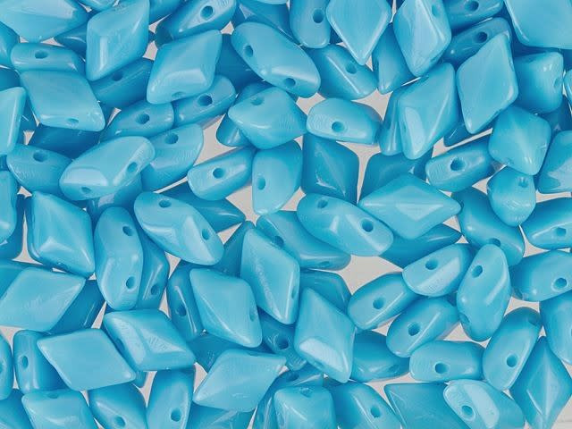 Matubo GemDuo 8 x 5mm Blue Turquoise Czech Glass 2-Hole Bead 2.5-Inch Tube