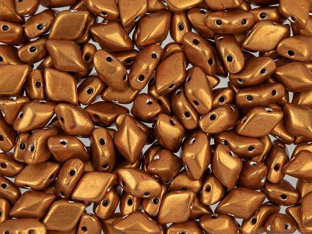 Matubo GemDuo 8 x 5mm ColorTrends Saturated Metallic Russet Orange 2-Hole Bead 2.5-Inch Tube