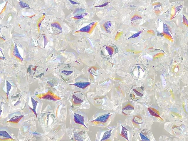 Matubo GemDuo 8 x 5mm Crystal AB Czech Glass 2-Hole Bead 2.5-Inch Tube