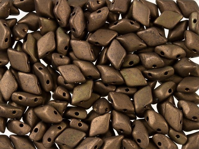 Matubo GemDuo 8 x 5mm Matte Dark Bronze Czech Glass 2-Hole Bead 2.5-Inch Tube