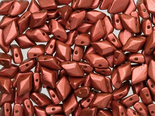 Matubo GemDuo 8 x 5mm Matte Metallic Lava Czech Glass 2-Hole Bead 2.5-Inch Tube