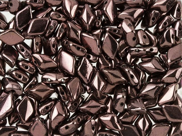 Matubo GemDuo 8 x 5mm Metallic Amethyst Luster Czech Glass 2-Hole Bead 2.5-Inch Tube