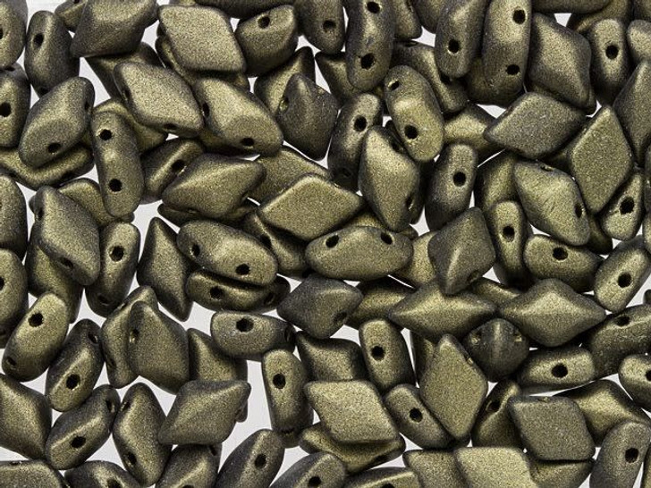 Matubo GemDuo 8 x 5mm Metallic Suede Dark Green Czech Glass 2-Hole Bead 2.5-Inch Tube