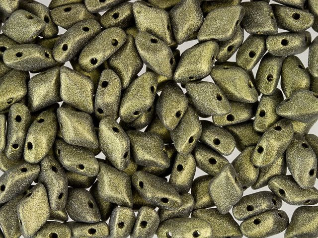 Matubo GemDuo 8 x 5mm Metallic Suede Gold Czech Glass 2-Hole Bead 2.5-Inch Tube