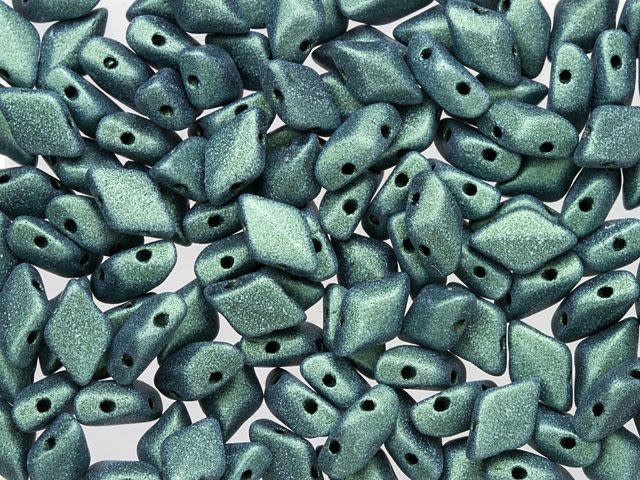 Matubo GemDuo 8 x 5mm Metallic Suede Light Green Czech Glass 2-Hole Bead 2.5-Inch Tube