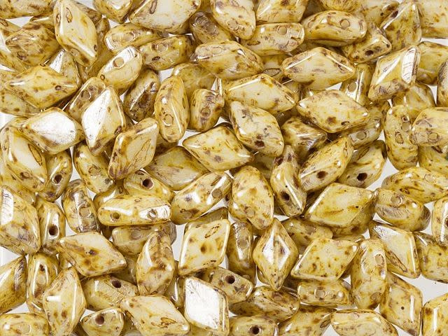 Matubo GemDuo 8 x 5mm Opaque Luster Picasso Czech Glass 2-Hole Bead 2.5-Inch Tube