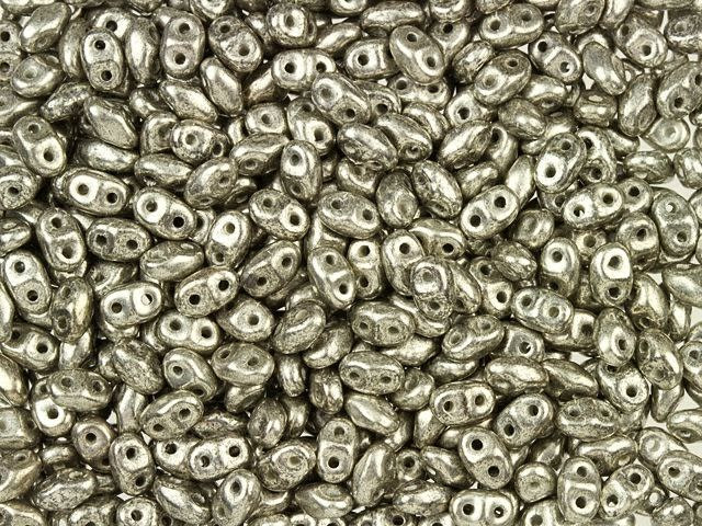 Matubo MiniDuo 2 x 4mm Antique Silver 2-Hole Seed Bead 2.5-Inch Tube
