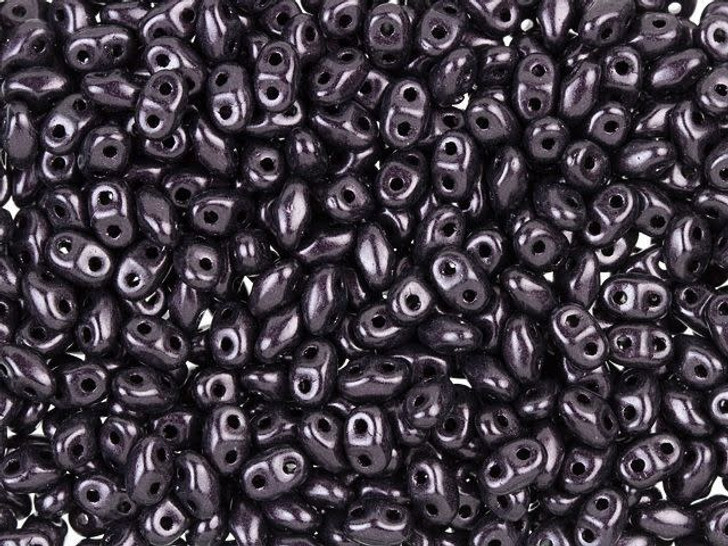 Matubo MiniDuo 2x4mm Dark Plum Metallic Suede 2-Hole Seed Bead, 2.5-Inch Tube