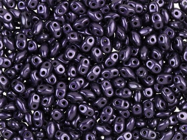 Matubo MiniDuo 2 x 4mm Dark Purple Metallic Suede 2-Hole Czech Beads 2.5-Inch Tube