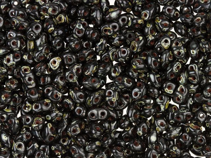 Matubo MiniDuo 2 x 4mm Jet Picasso 2-Hole Seed Bead 2.5-Inch Tube Matubo MiniDuo 2 x 4mm Jet Picasso 2-Hole Seed Bead 2.5-Inch Tube