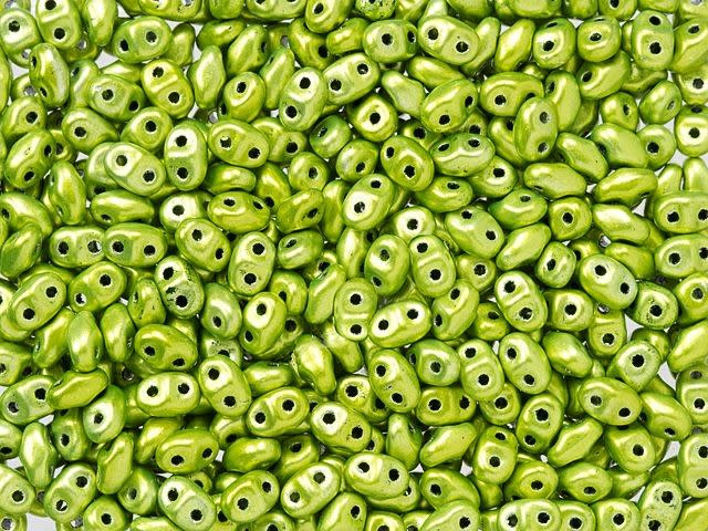 Matubo MiniDuo 2 x 4mm Metalust Electric Green 2-Hole Czech Beads 2.5-Inch Tube