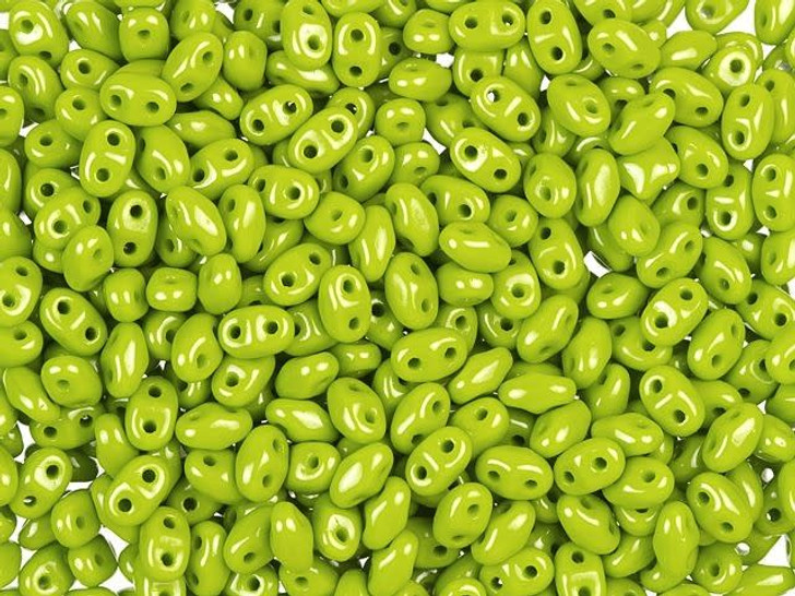 Matubo MiniDuo 2x4mm Opaque Olive 2-Hole Seed Bead, 2.5-Inch Tube