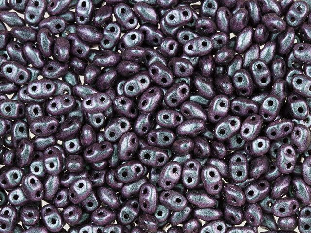 Matubo MiniDuo 2 x 4mm Polychrome Orchid Aqua 2-Hole Seed Bead 2.5-Inch Tube