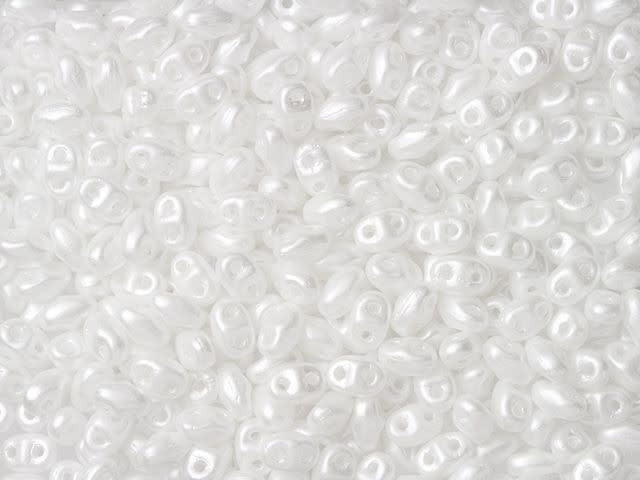 Matubo MiniDuo 2 x 4mm Snow Pearl Coat 2-Hole Seed Bead 2.5-Inch Tube