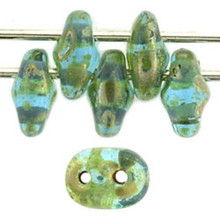 Matubo SuperDuo 2 x 5mm Aquamarine Silver Picasso 2-Hole Seed Bead 2.5-Inch Tube