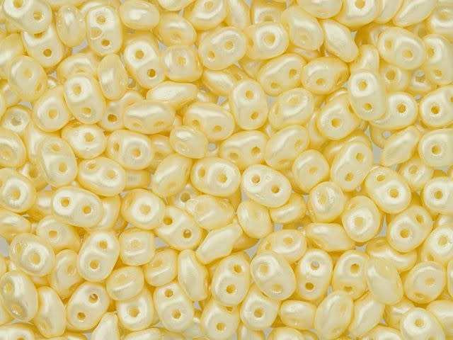 Matubo SuperDuo 2 x 5mm Cream Pearl Coat 2-Hole Seed Bead 2.5-Inch Tube