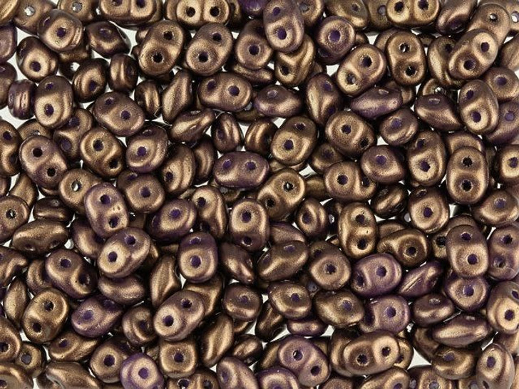 Matubo SuperDuo 2 x 5mm Dark Purple Gold Shine 2-Hole Seed Bead 2.5-Inch Tube
