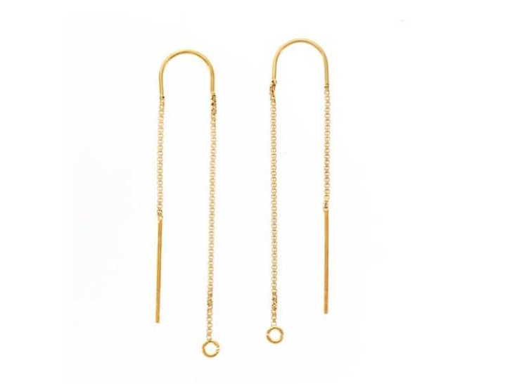 Gold-Filled 14K/20 U-Top Box Chain Drop Ear Thread with Ring (1 Pair)
