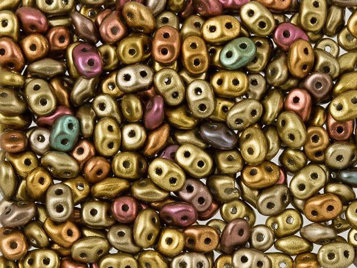 Matubo SuperDuo 2 x 5mm Matte Metallic Gold Copper Iris 2-Hole Seed Bead 2.5-Inch Tube