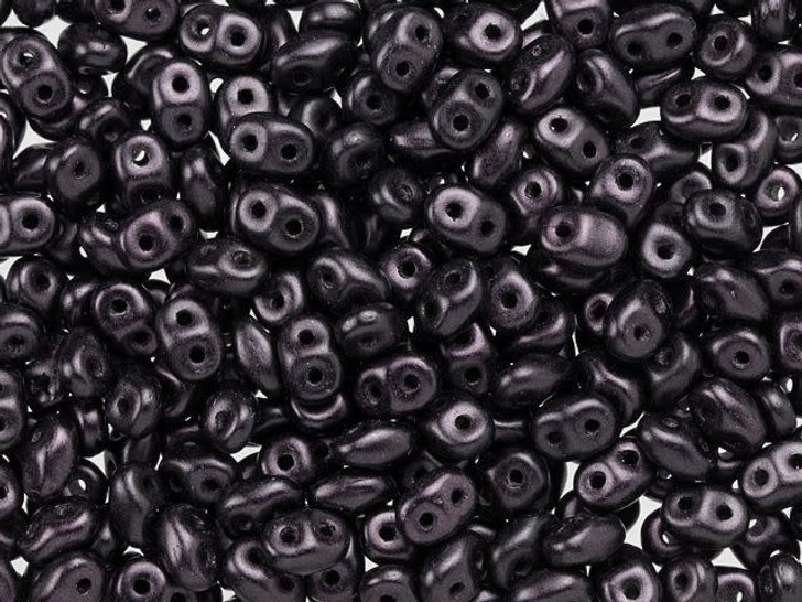 Matubo SuperDuo 2 x 5mm Metallic Suede Dark Plum 2-Hole Seed Bead 2.5-Inch Tube