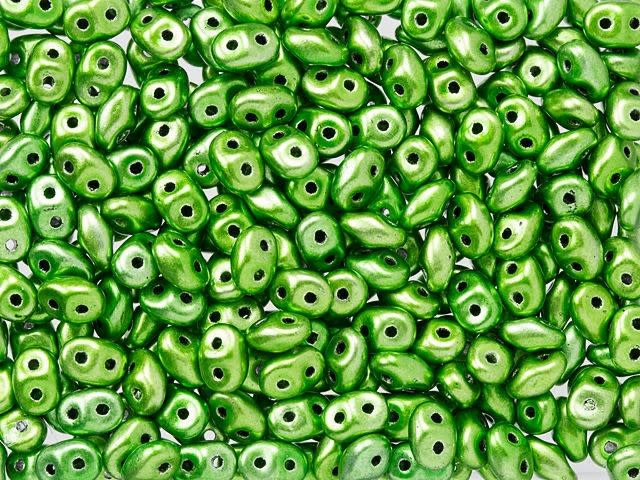 Matubo SuperDuo 2 x 5mm Metalust Apple Green 2-Hole Seed Bead 2.5-Inch Tube